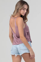 X2T72-ASIS V NECK SWINGY TANK TOP WITH OPEN BACK  BASIC TANK - The Elevated Hippie
