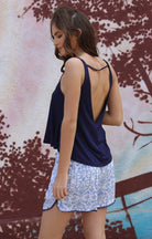 X2T72-ASIS V NECK SWINGY TANK TOP WITH OPEN BACK  BASIC TANK - The Elevated Hippie