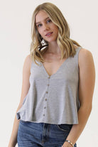 X2T72-ASIS V NECK SWINGY TANK TOP WITH OPEN BACK  BASIC TANK - The Elevated Hippie