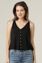 X2T72-ASIS V NECK SWINGY TANK TOP WITH OPEN BACK  BASIC TANK - The Elevated Hippie