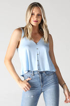 X2T72-ASIS V NECK SWINGY TANK TOP WITH OPEN BACK  BASIC TANK - The Elevated Hippie