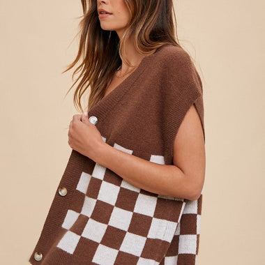 Annie Wear Checkered Button Down Short Sleeve Cardigan - The Elevated Hippie