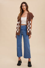 Annie Wear Checkered Button Down Short Sleeve Cardigan - The Elevated Hippie
