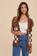Annie Wear Checkered Button Down Short Sleeve Cardigan - The Elevated Hippie