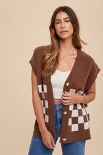 Annie Wear Checkered Button Down Short Sleeve Cardigan - The Elevated Hippie