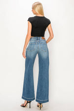 Artemis Vintage High Rise Flare Jeans – Color Block Detail, Relaxed Fit, Stretch Denim - The Elevated Hippie