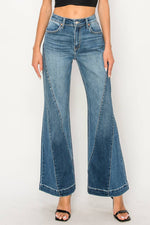 Artemis Vintage High Rise Flare Jeans – Color Block Detail, Relaxed Fit, Stretch Denim - The Elevated Hippie