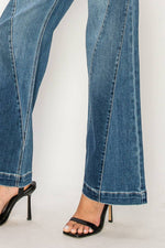 Artemis Vintage High Rise Flare Jeans – Color Block Detail, Relaxed Fit, Stretch Denim - The Elevated Hippie