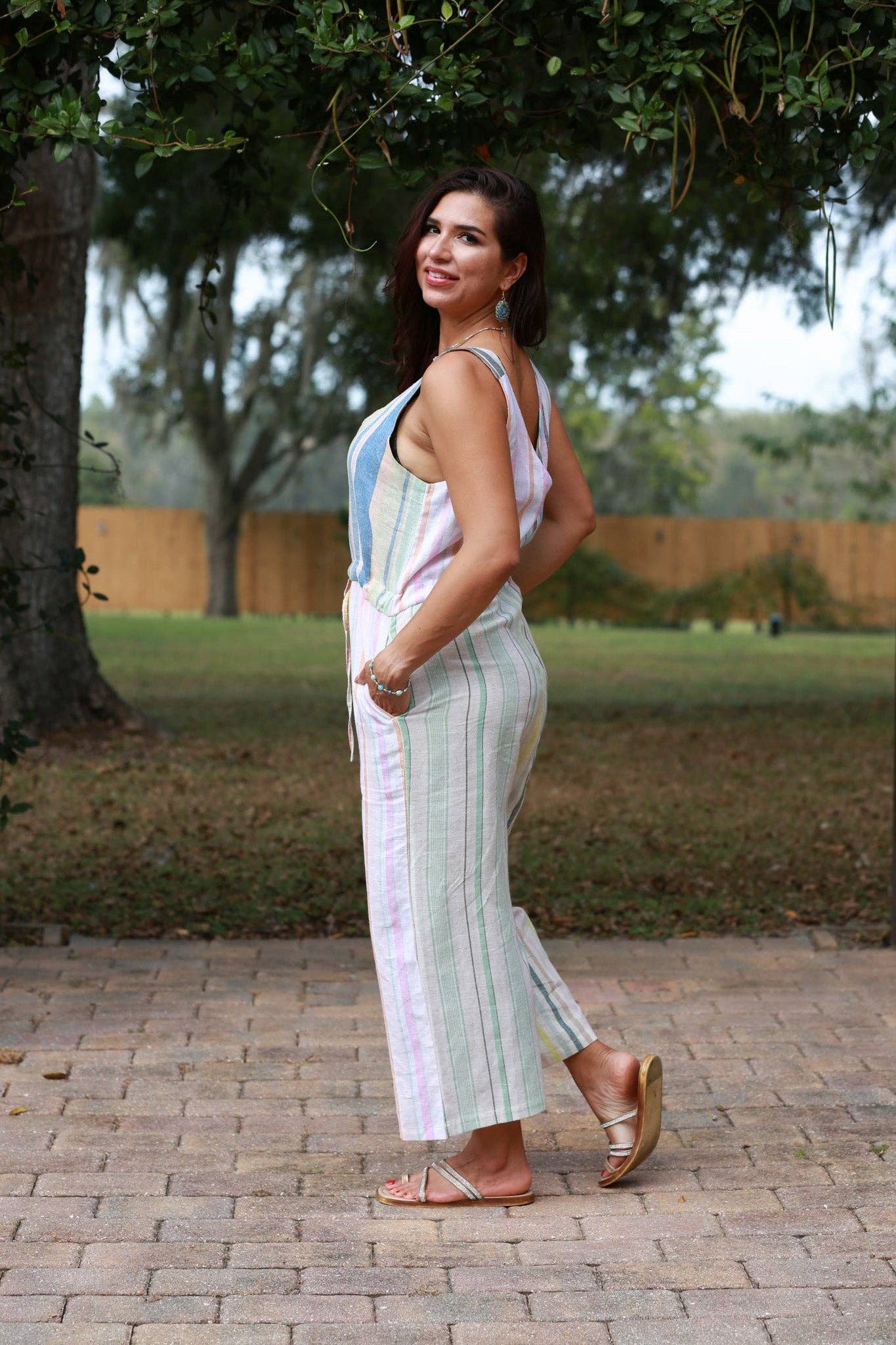 Ethereal Stripes Chic Patchwork Romper boho clothing, festival outfit, hippie style apparel | Elevated Hippie