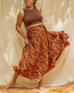 Hippie Boho Style 2 Layer Floral Silk Wrap Skirt - The Elevated Hippie