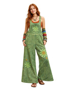 Boho Daisy Flower Embroidered Solid Cotton Hippie Overall boho clothing, festival outfit, hippie style apparel | Elevated Hippie