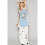 Round neck floral lace solid sleeveless tunic - The Elevated Hippie