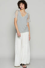 Boho Lace V-Neck Tee – Relaxed Fit Half Sleeve Top – Feminine Lace Detail – Easy Everyday Style – Multiple Sizes - The Elevated Hippie