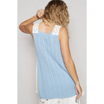 Round neck floral lace solid sleeveless tunic - The Elevated Hippie
