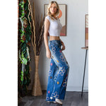 MULTICOLOR FLOWER EMBROIDERED WASHED DENIM JEANS - The Elevated Hippie