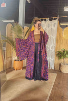 Gardenbelle Shop - BOHO Silk Bell Sleeve Long Maxi Kimono Duster Cardigan boho clothing, festival outfit, hippie style apparel | Elevated Hippie