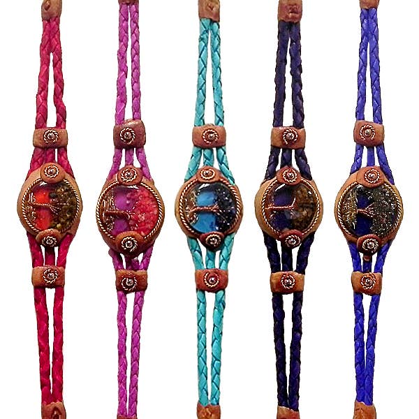 Acrylic Tree of Life Braided Leather Bracelet boho clothing, festival outfit, hippie style apparel | Elevated Hippie