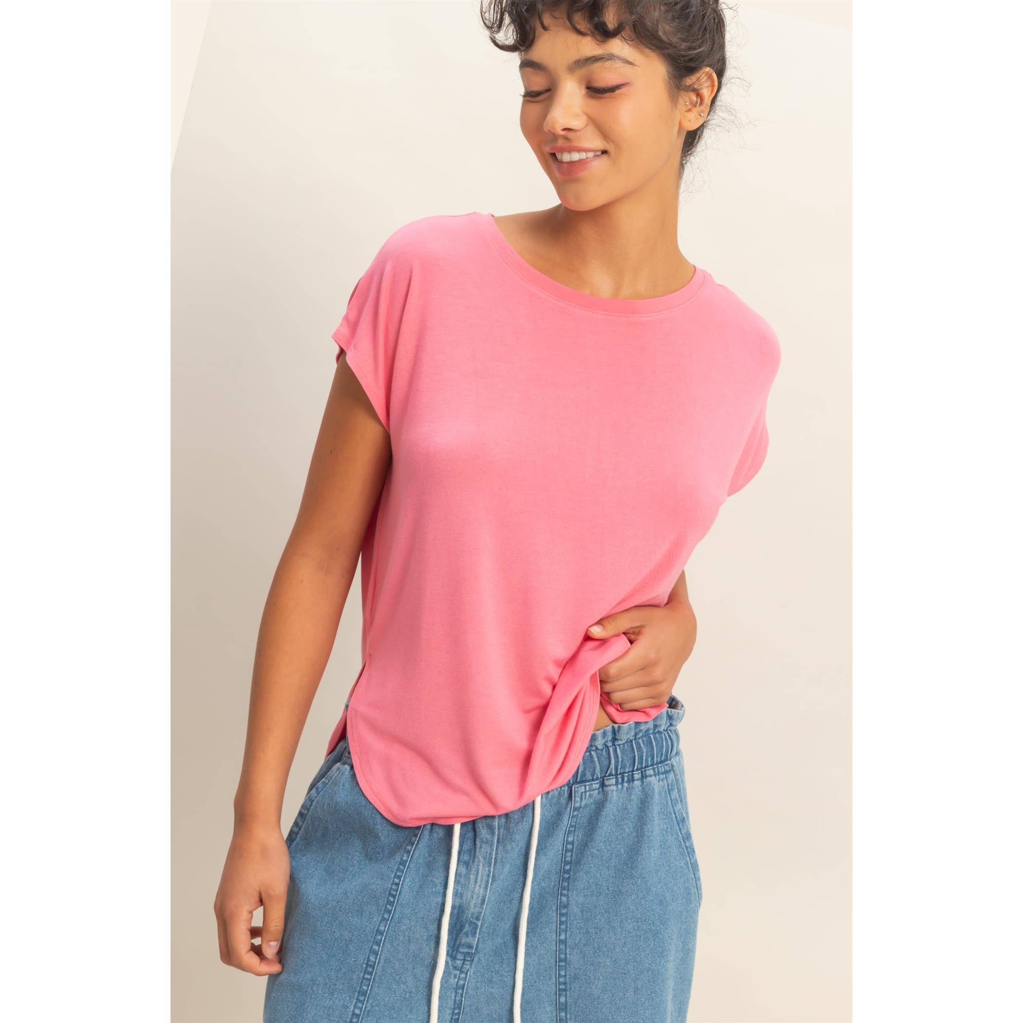 Relaxed Dolman Short Sleeve  Round Neck Top boho clothing, festival outfit, hippie style apparel | Elevated Hippie