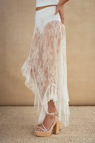 6809-ASYMMETRIC RUFFLE SKIRT boho clothing, festival outfit, hippie style apparel | Elevated Hippie