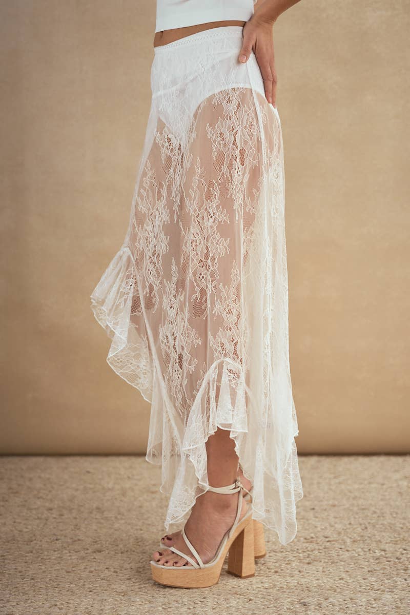 6809-ASYMMETRIC RUFFLE SKIRT boho clothing, festival outfit, hippie style apparel | Elevated Hippie