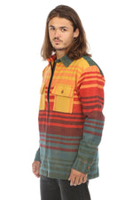 Ombre Striped Zipper Shirt Jacket - The Elevated Hippie