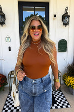 Baylie Mock Neck Bodysuit – Full Coverage, Stretch Fit, Made in USA - The Elevated Hippie