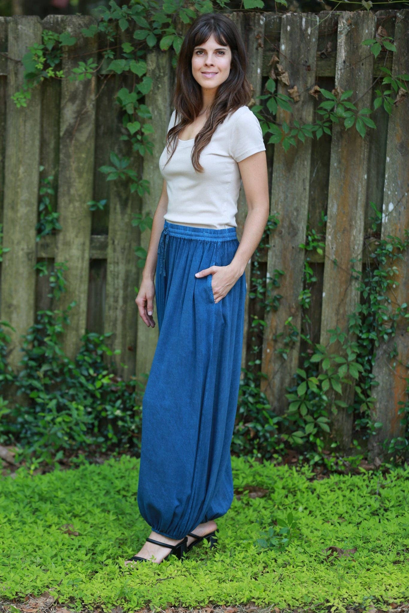 Stonewashed Harem Pants: Cuffed Hem (Fall Colors) boho clothing, festival outfit, hippie style apparel | Elevated Hippie