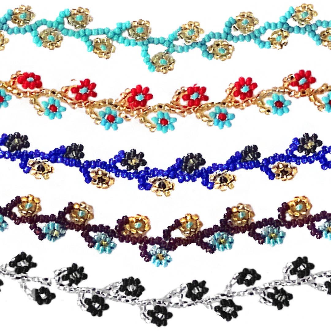 Guatemalan Flower Vine Seed Bead Strand Anklet boho clothing, festival outfit, hippie style apparel | Elevated Hippie
