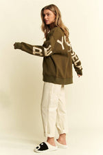 Be Yourself Love Yourself Printed Oversized Sweatshirt - The Elevated Hippie