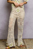 Star Motifs Flared Hem Straight Fit Crochet Pants boho clothing, festival outfit, hippie style apparel | Elevated Hippie