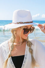 Beaded Belt Straw Panama Hat – Boho Shade, Desert Vibes - The Elevated Hippie