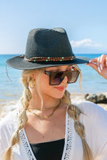 Beaded Belt Straw Panama Hat – Boho Shade, Desert Vibes - The Elevated Hippie