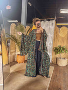 Gardenbelle Shop - BOHO Silk Bell Sleeve Long Maxi Kimono Duster Cardigan boho clothing, festival outfit, hippie style apparel | Elevated Hippie