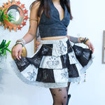 Patchwork Flowy Mini Skirt with Pockets