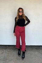 BURGUNDY URBAN NON DISTRSSED CROP JEAN - The Elevated Hippie