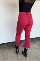 BURGUNDY URBAN NON DISTRSSED CROP JEAN - The Elevated Hippie