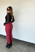 BURGUNDY URBAN NON DISTRSSED CROP JEAN - The Elevated Hippie