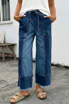 High Waist Drawstring Wide Leg Denim Pants boho clothing, festival outfit, hippie style apparel | Elevated Hippie