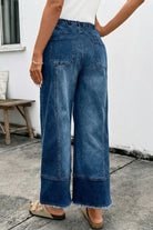 High Waist Drawstring Wide Leg Denim Pants boho clothing, festival outfit, hippie style apparel | Elevated Hippie