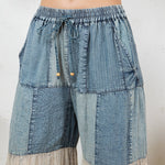 Boho Patchwork Denim Pants – Long Rayon Pants with Lace & Solid Patche - The Elevated Hippie