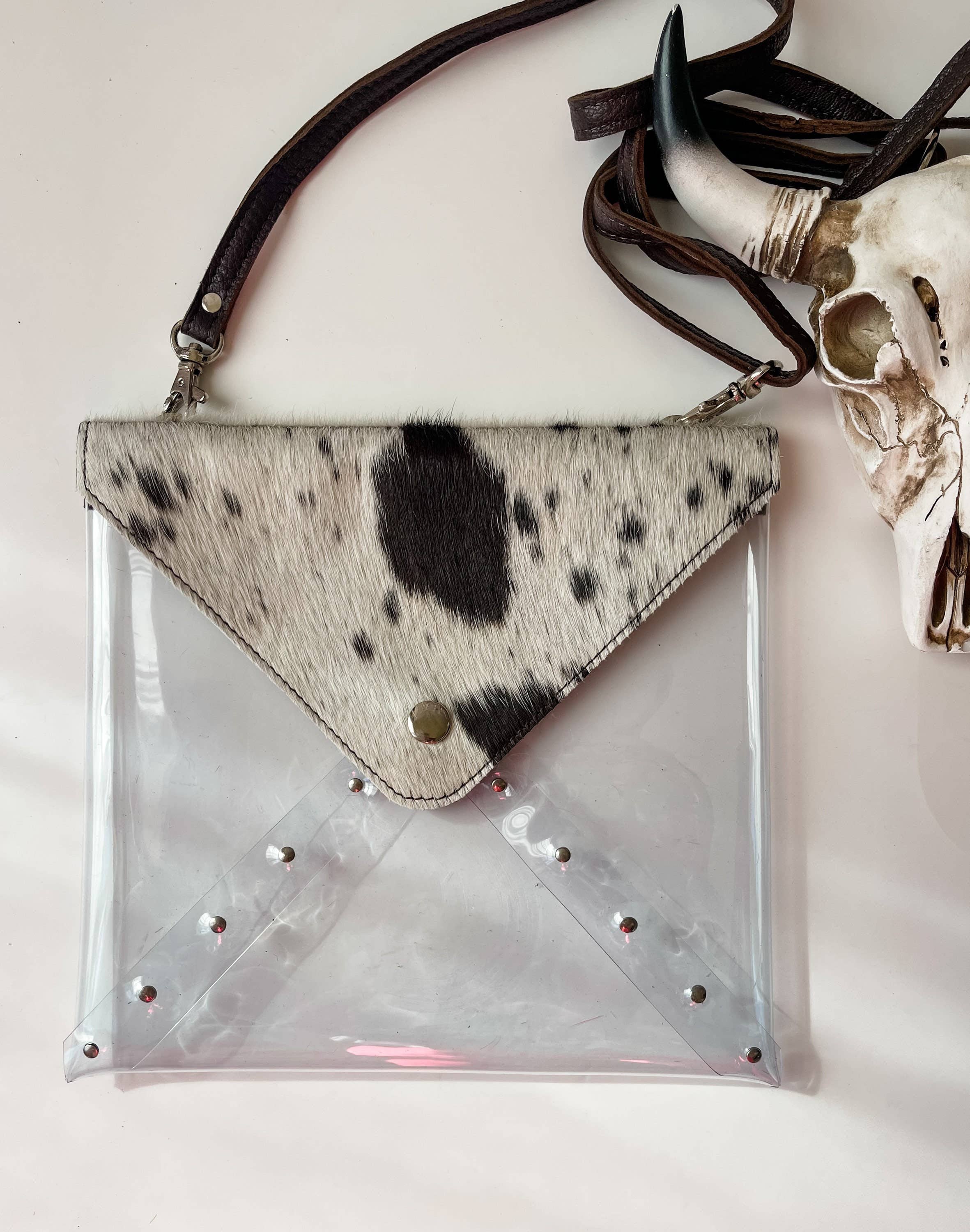 Western Cowhide Hairon Clear Crossbody Purse - The Elevated Hippie