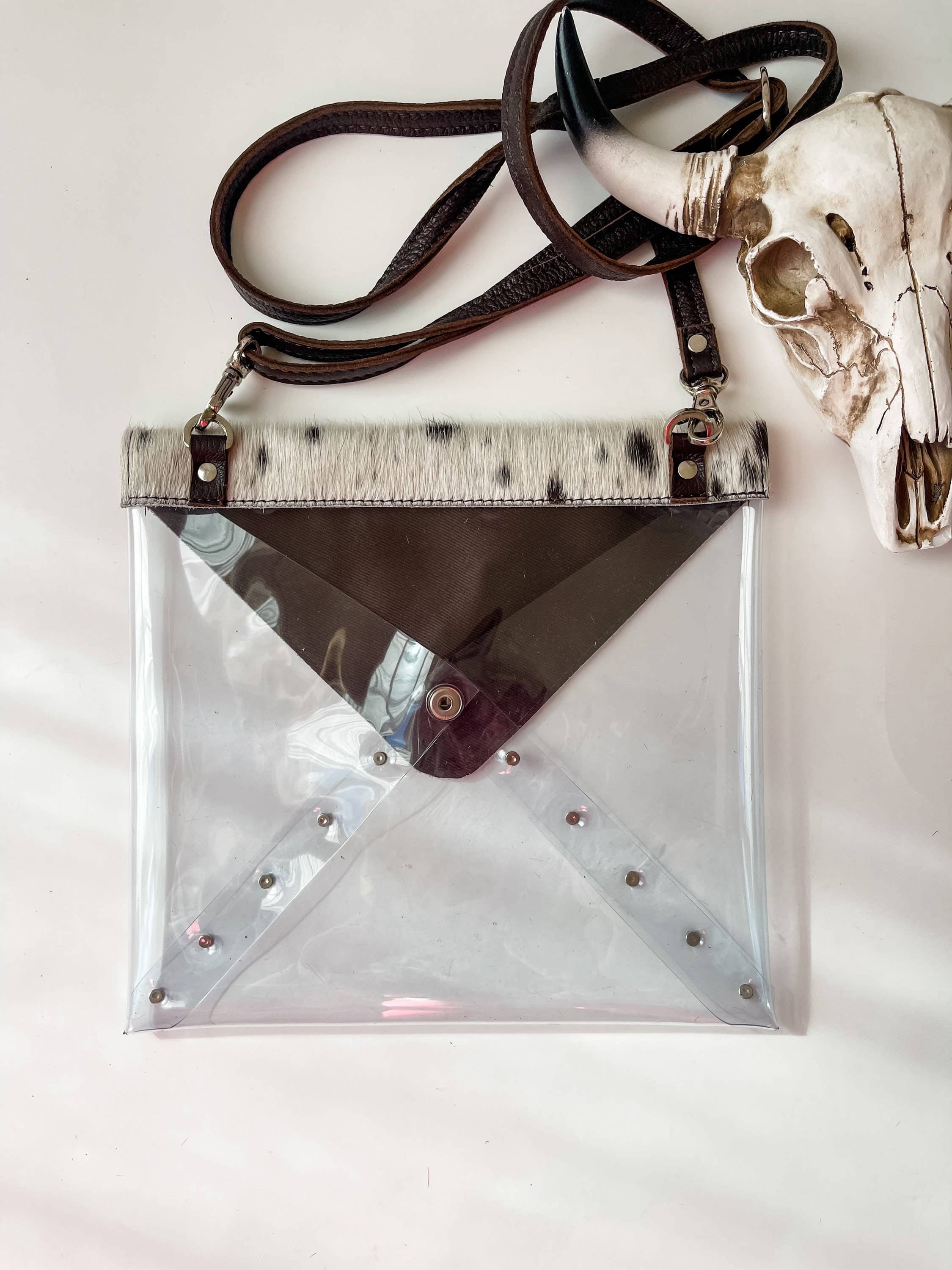 Western Cowhide Hairon Clear Crossbody Purse - The Elevated Hippie