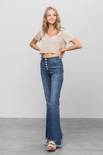 Button-Down Wide Flare Jeans – Retro-Inspired Flair with Modern Comfort - The Elevated Hippie