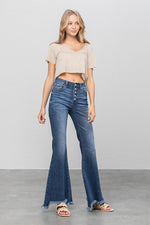 Button-Down Wide Flare Jeans – Retro-Inspired Flair with Modern Comfort - The Elevated Hippie