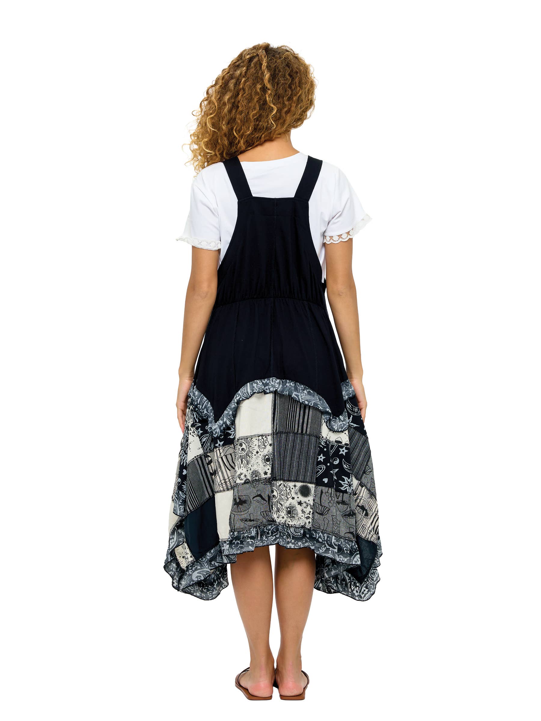 Hippy Boho Print Patch Work Overall Dress boho clothing, festival outfit, hippie style apparel | Elevated Hippie
