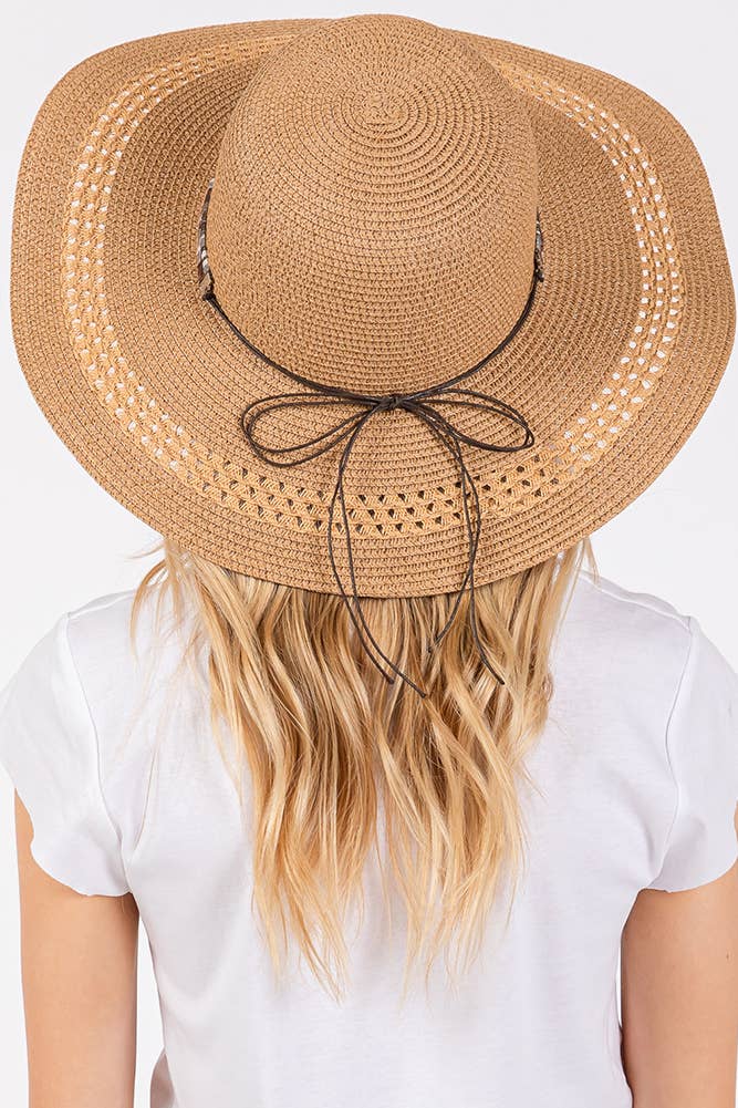 Evil Eye and Multi Design Band Wide Brim Straw Hat boho clothing, festival outfit, hippie style apparel | Elevated Hippie