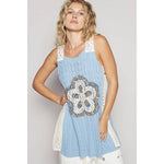 Round neck floral lace solid sleeveless tunic - The Elevated Hippie