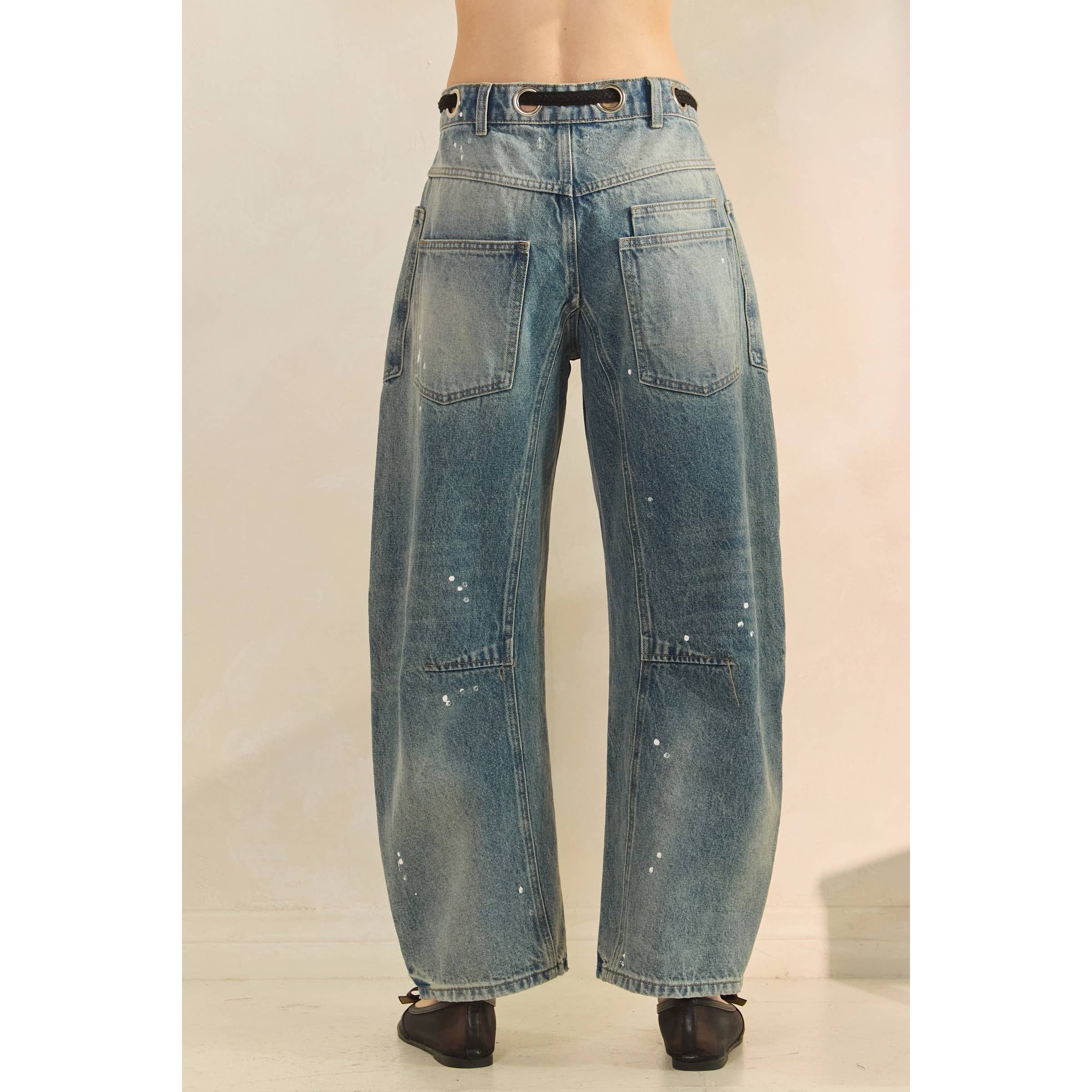 Veveret Horseshoe Jeans with Belt Detail – Relaxed Wide Leg Denim boho clothing, festival outfit, hippie style apparel | Elevated Hippie