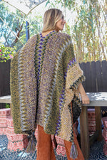 Western Colorful Crochet Patterned Ruana