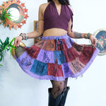 Patchwork Flowy Mini Skirt with Pockets
